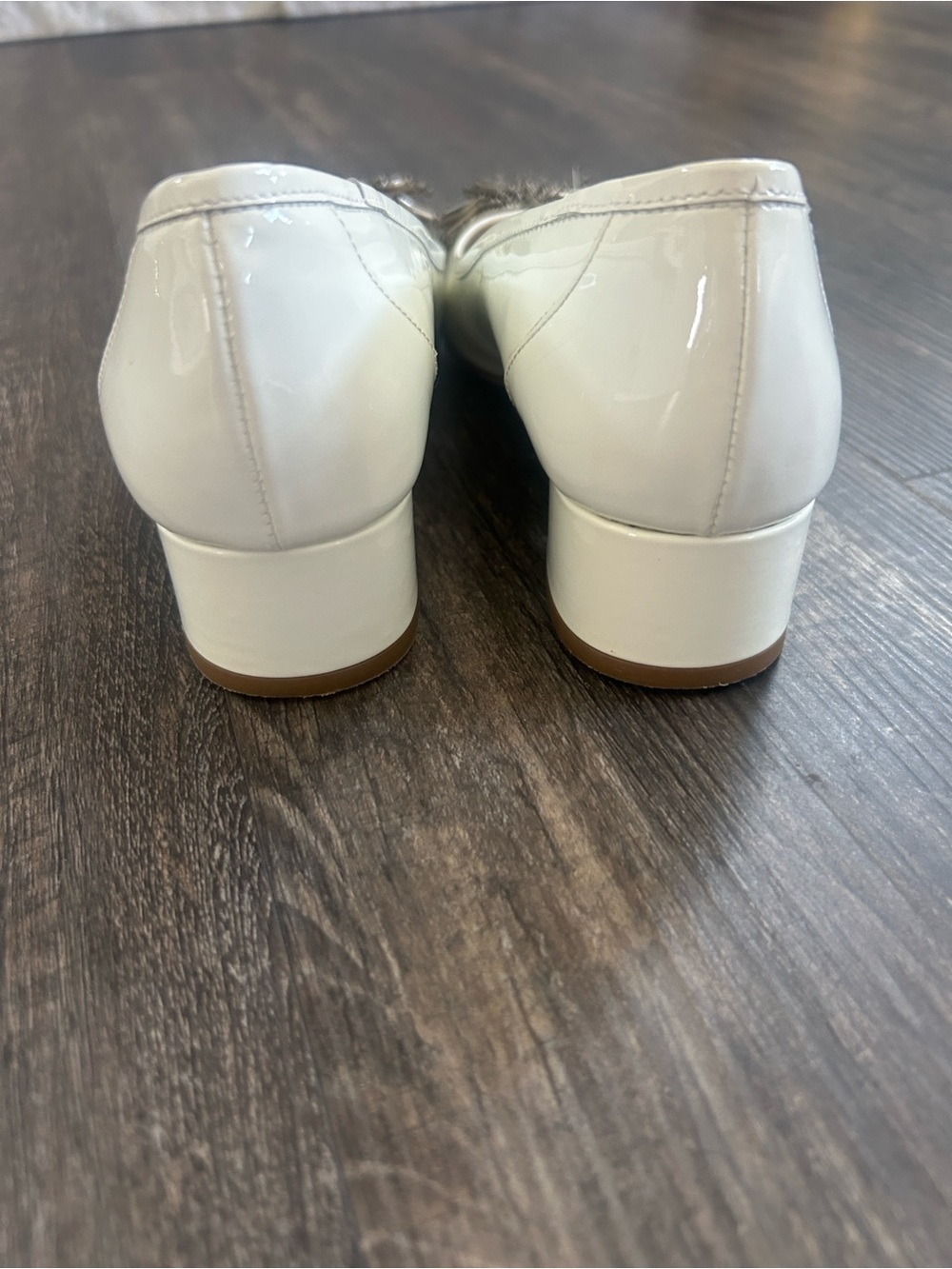 Sesto Meucci Cream Patent Ballet Flats with Metallic Bead Pom - Picture 5 of 6